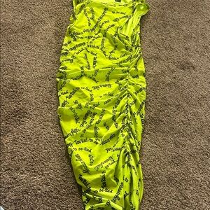 SHEIN Neon Green Graphic Text Dress